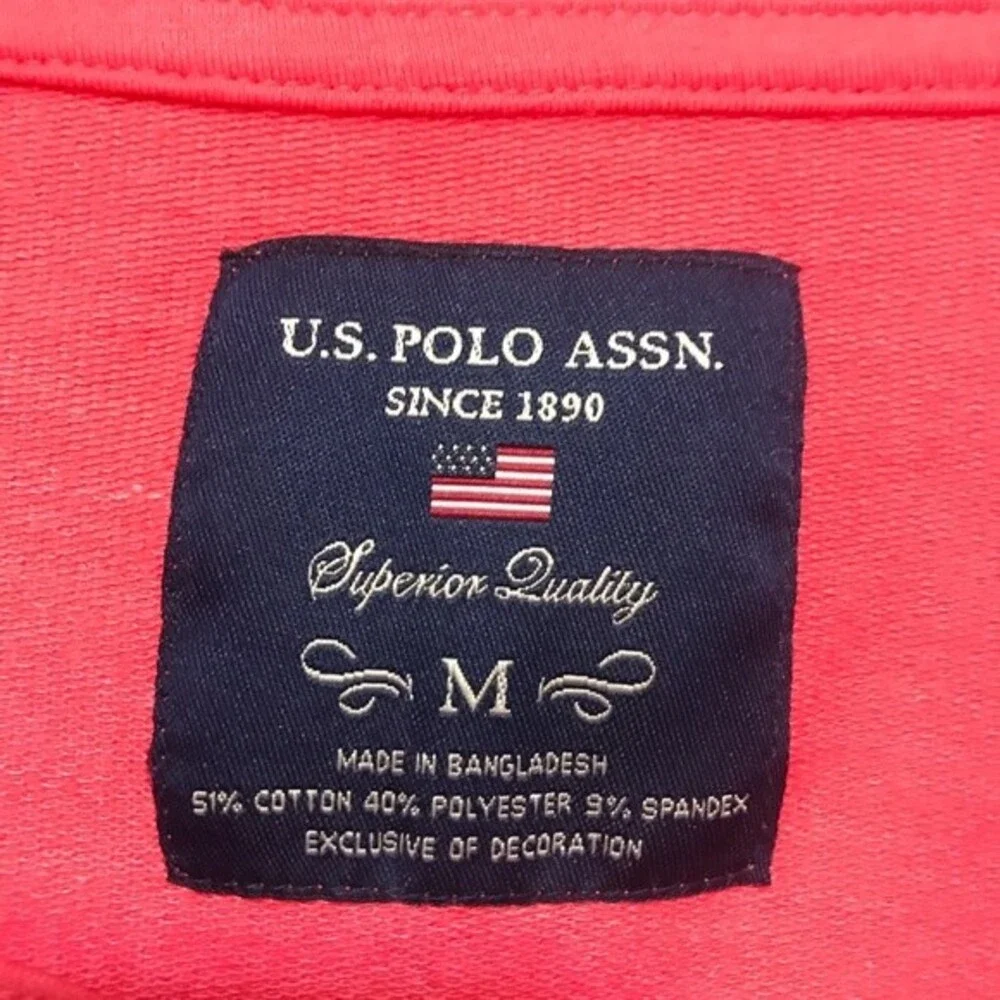 US Polo Assn Coral top women long sleeve V neck hi low sweater size M causal